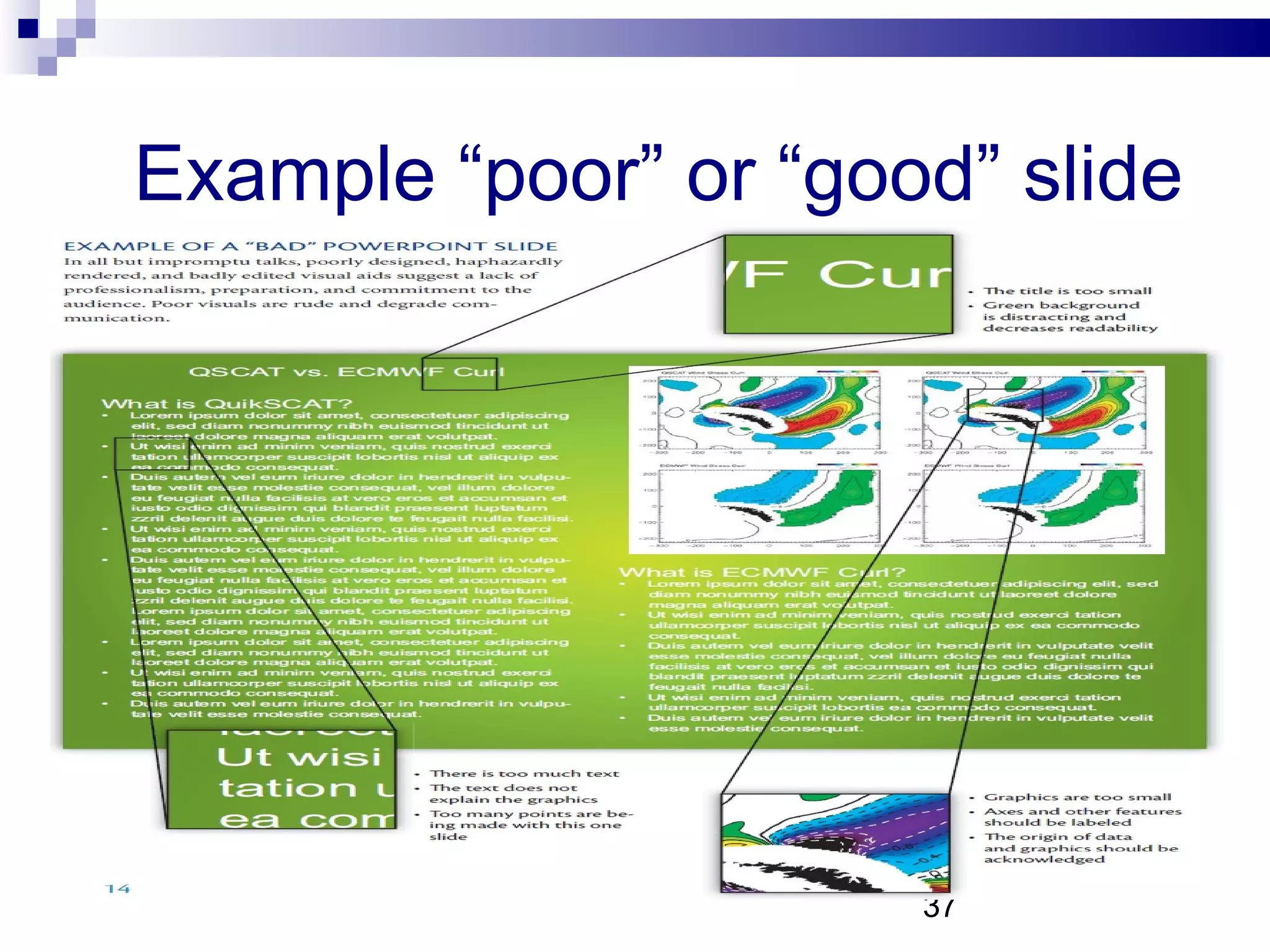 Example “poor” or “good” slide 