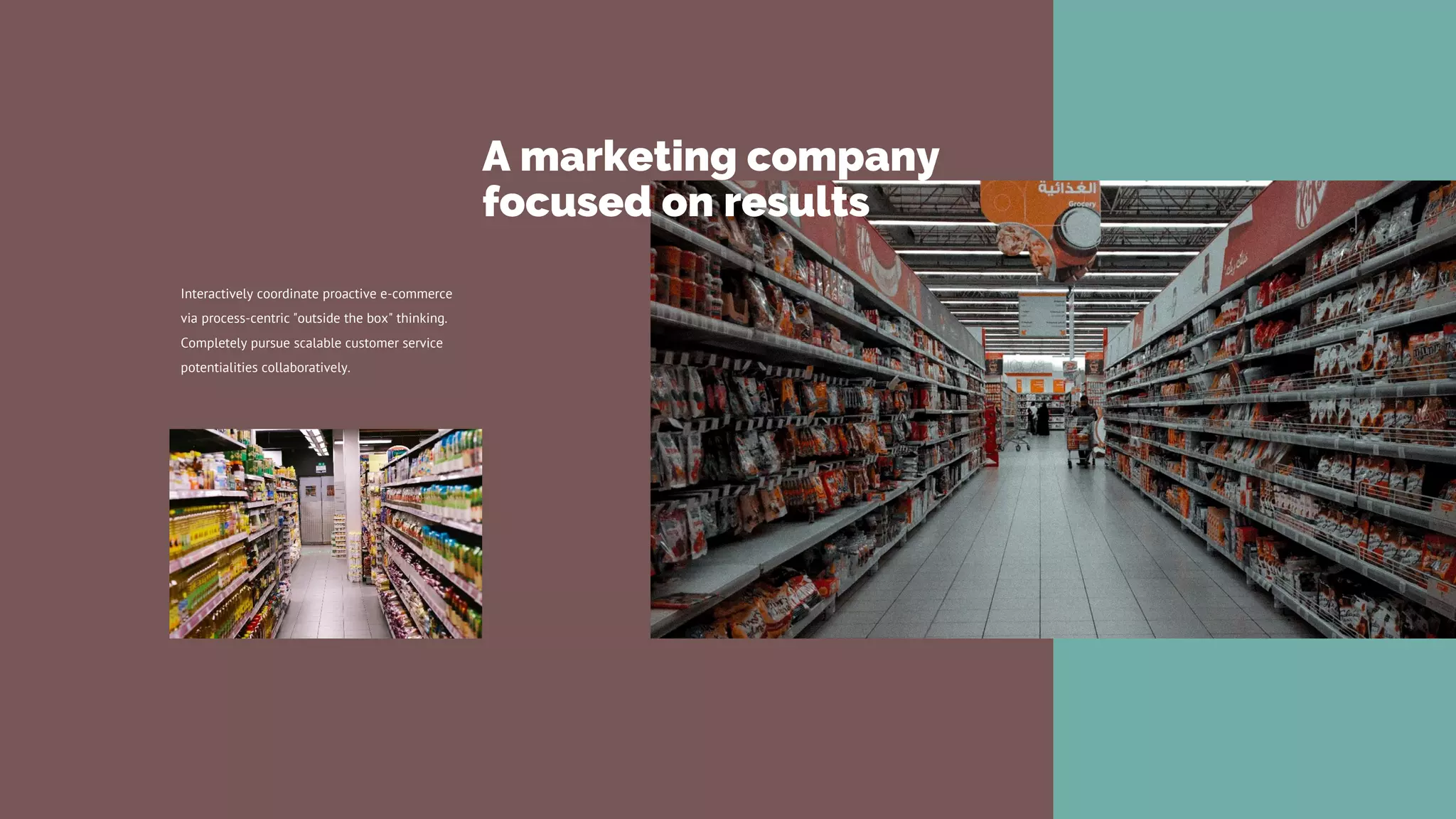 Interactively coordinate proactive e-commerce
via process-centric "outside the box" thinking.
Completely pursue scalable customer service
potentialities collaboratively.
A marketing company
focused on results
 