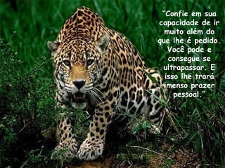 “Confie em sua
capacidade de ir
muito além do
que lhe é pedido.
Você pode e
consegue se
ultrapassar. E
isso lhe trará
imenso prazer
pessoal.”
.
.
.
 