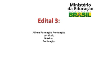Alínea Formação Pontuação
por título
Máximo
Pontuação

 