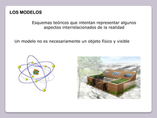 LOS MODELOSEsquemas teóricos que intentan representar algunos aspectos interrelacionados de la realidadUn modelo no es necesariamente un objeto físico y visible