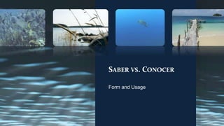 SABER VS. CONOCER
Form and Usage
 
