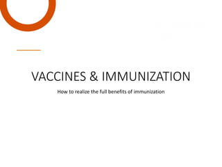 VACCINES & IMMUNIZATION
How to realize the full benefits of immunization
 