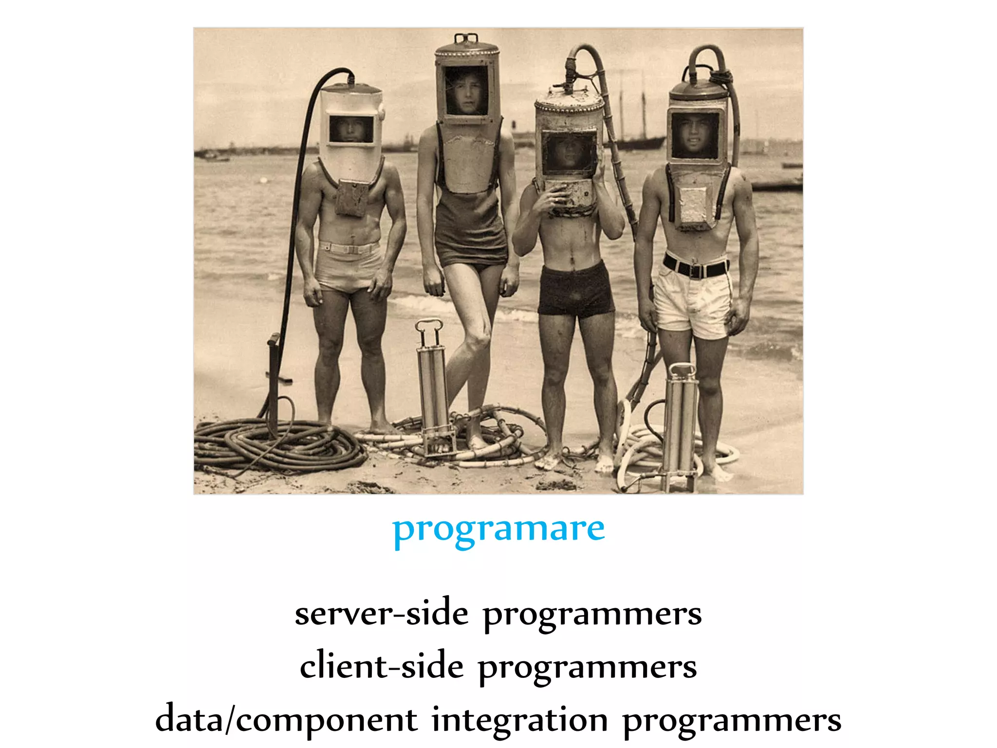Dr. Sabin-Corneliu Buraga – www.purl.org/net/busaco 
programare 
server-side programmers 
client-side programmers 
data/component integration programmers 
 
