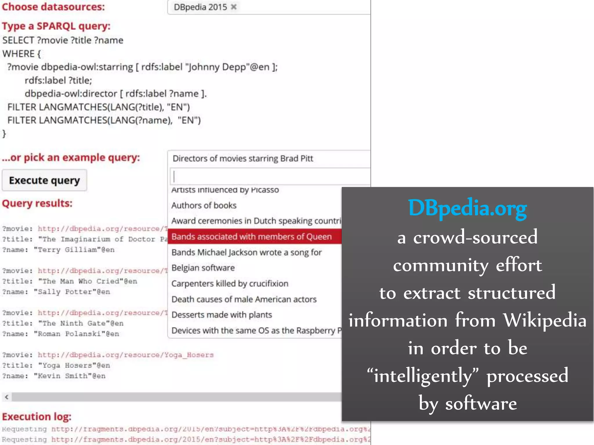 Dr.SabinBuragawww.purl.org/net/busaco
DBpedia.org
a crowd-sourced
community effort
to extract structured
information from Wikipedia
in order to be
“intelligently” processed
by software
 