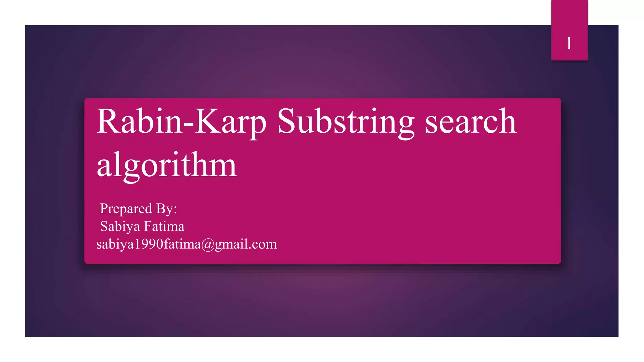 Rabin Carp String Matching algorithm | PPT