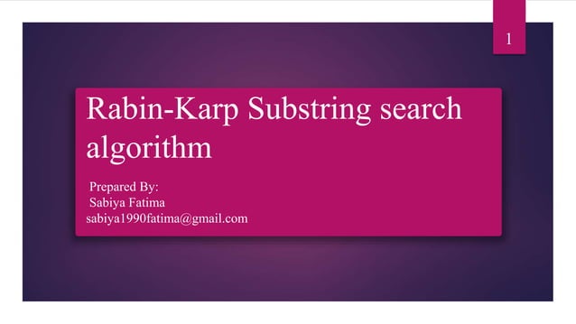 Rabin Carp String Matching algorithm | PPT