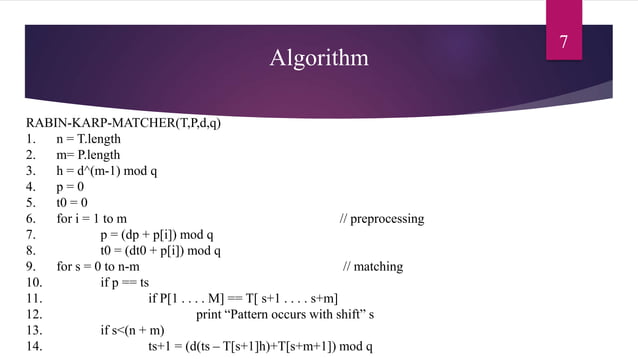 Rabin Carp String Matching algorithm | PPTX