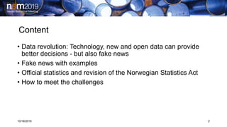 Official statistics as a safeguard against fake news, Hans Viggo Sæbø ...