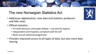 Official statistics as a safeguard against fake news, Hans Viggo Sæbø ...