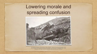 Lowering morale and
spreading confusion
By Palestine Railways, Khoury House, Haifa, Palestine - Report of The General Manager on the
Administration of the Palestine Railways and Operated Lines:1946/1947. Warhaftig's Press. Haifa,
Palestine, CC0, https://commons.wikimedia.org/w/index.php?curid=15362402
 