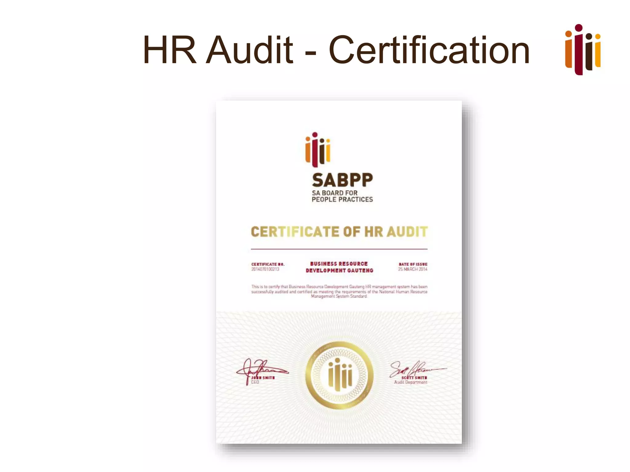 HR Audit - Certification
 