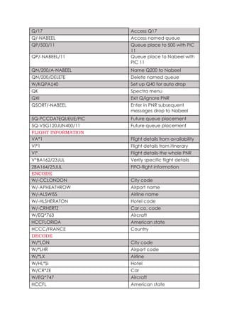 Sabre Notes.pdf Sabre-Quick-REF.pdf Travel GDS commands notes for Sabre and worldspan | PDF