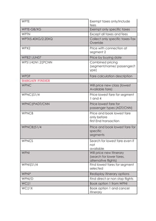 Sabre Notes.pdf Sabre-Quick-REF.pdf Travel GDS commands notes for Sabre and worldspan | PDF