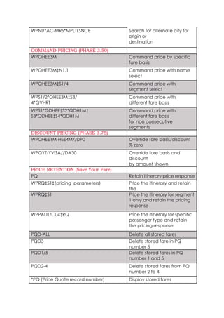 Sabre Notes.pdf Sabre-Quick-REF.pdf Travel GDS commands notes for Sabre and worldspan | PDF