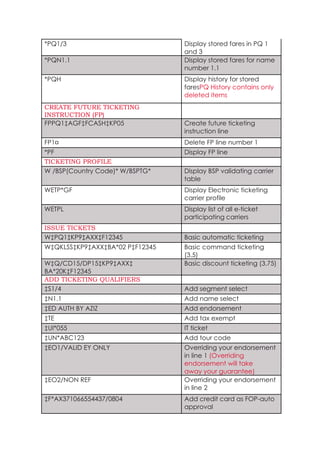 Sabre Notes.pdf Sabre-Quick-REF.pdf Travel GDS commands notes for Sabre and worldspan | PDF