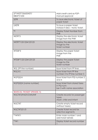 Sabre Notes.pdf Sabre-Quick-REF.pdf Travel GDS commands notes for Sabre and worldspan | PDF