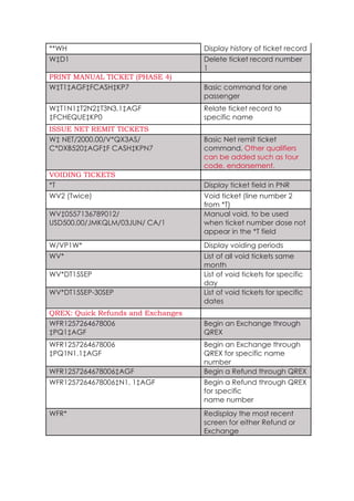 Sabre Notes.pdf Sabre-Quick-REF.pdf Travel GDS commands notes for Sabre and worldspan | PDF