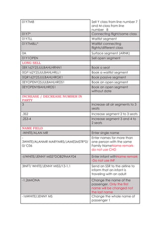 Sabre Notes.pdf Sabre-Quick-REF.pdf Travel GDS commands notes for Sabre and worldspan | PDF
