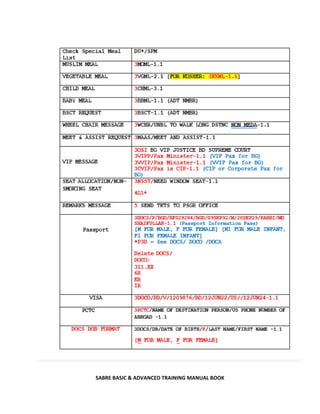SABRE BASIC & ADVANCED TRAINING MANUAL BOOK
 