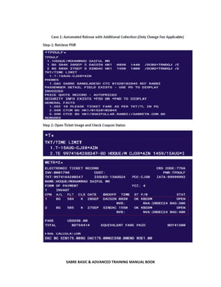 SABRE BASIC & ADVANCED TRAINING MANUAL BOOK
 