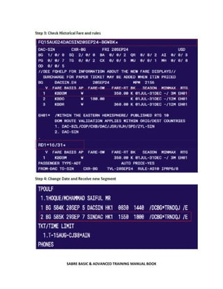 SABRE BASIC & ADVANCED TRAINING MANUAL BOOK
 