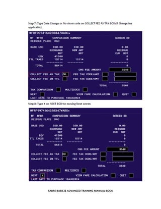 SABRE BASIC & ADVANCED TRAINING MANUAL BOOK
 
