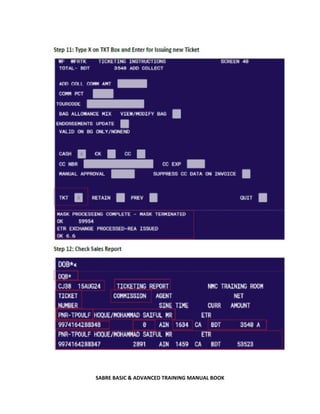 SABRE BASIC & ADVANCED TRAINING MANUAL BOOK
 