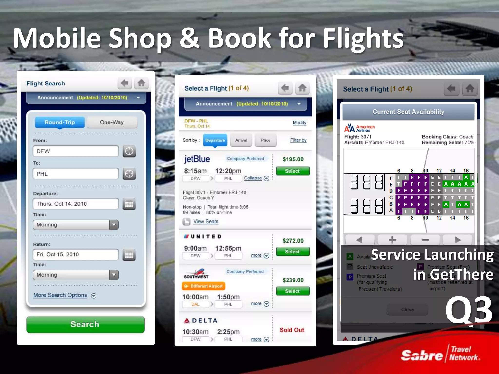Mobile Shop & Book for Flights




                           Service Launching
                                 in GetThere

                                     Q3
 