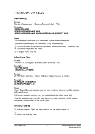 Sabre Notes.pdf Sabre reservation manual | PDF