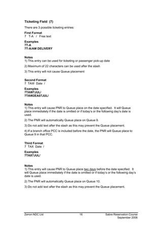 Sabre reservation manual | PDF