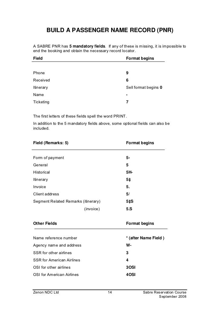 sabre reservation manual sabre format guide