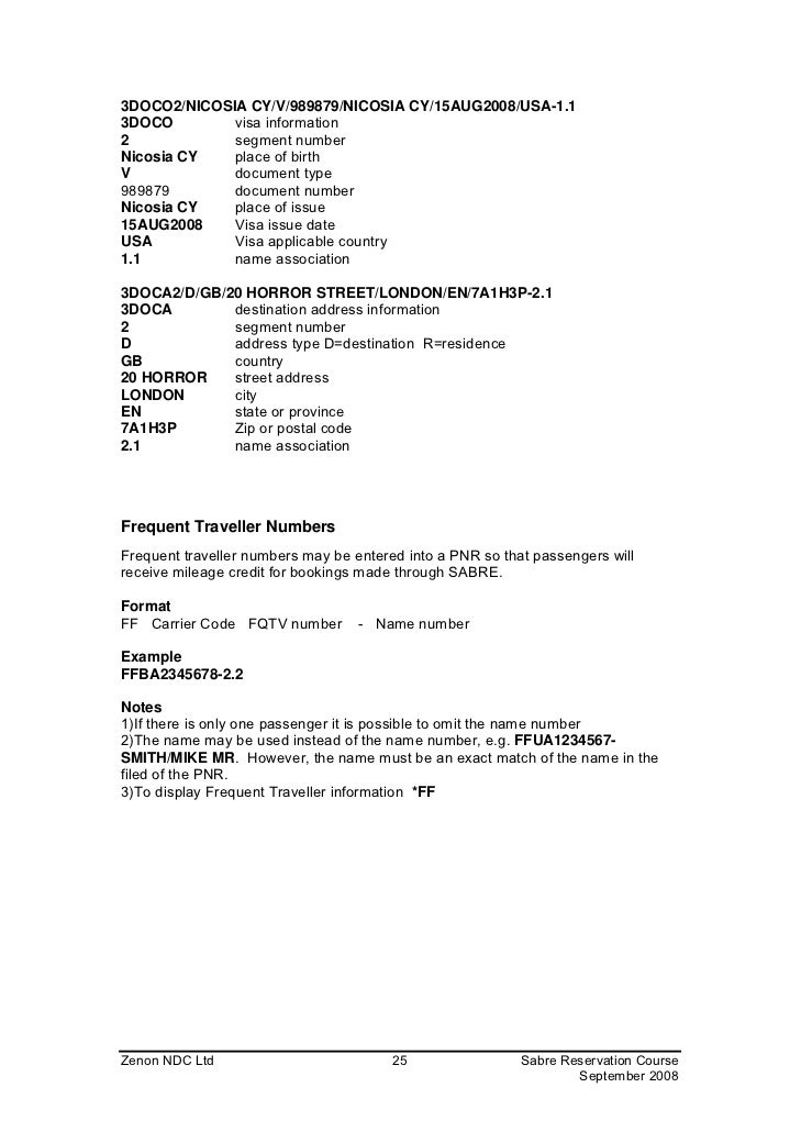 sabre reservation manual remove frequent flyer number from booking