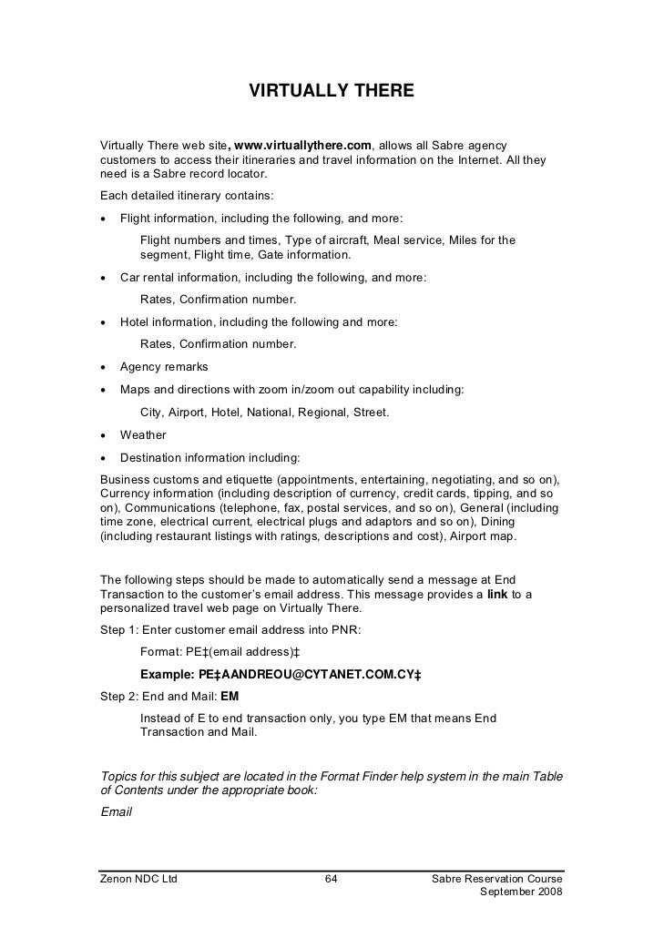 sabre reservation manual sabre format guide
