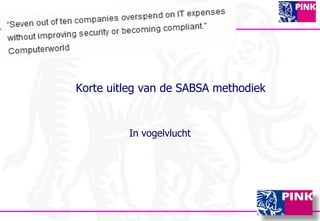 Korte uitleg van de SABSA methodiek In vogelvlucht 