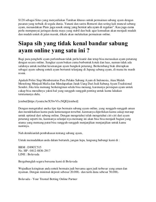Sabung ayam online s128 terkenal terpopuler indonesia