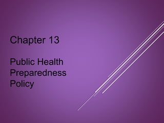 Chapter 13
Public Health
Preparedness
Policy
 