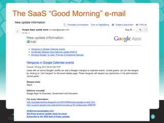 The SaaS “Good Morning” e-mail




             ©2012 CloudBees, Inc. All Rights   5
                       Reserved
 