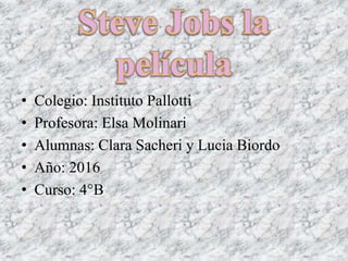 • Colegio: Instituto Pallotti
• Profesora: Elsa Molinari
• Alumnas: Clara Sacheri y Lucia Biordo
• Año: 2016
• Curso: 4°B
 