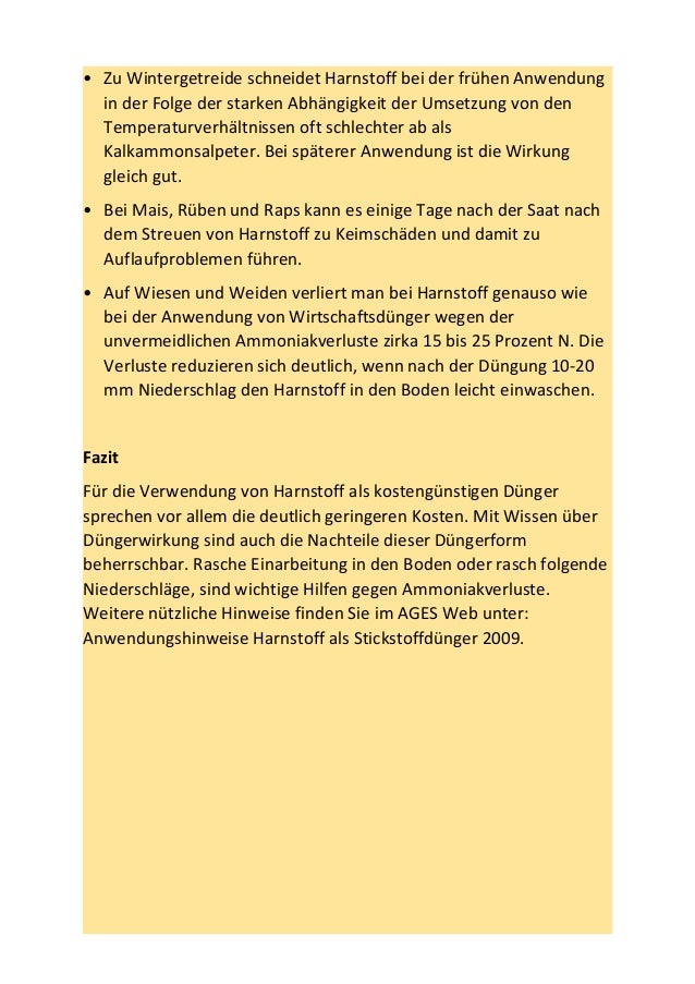 Sachgemasser Einsatz Von Harnstoff Als Dunger In Der Landwirtschaft U