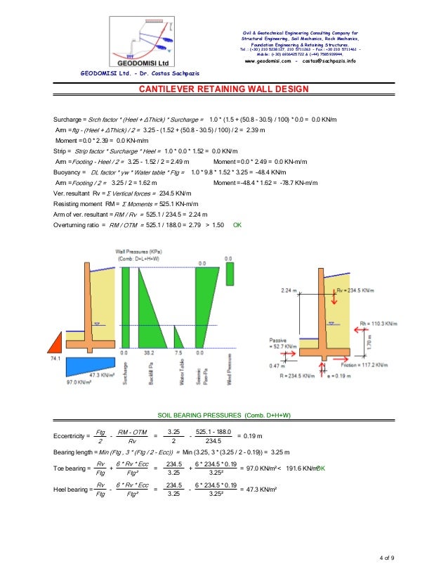 Sachpazis_CANTILEVER RETAINING WALL Analysis & DESIGN Example Accordi…