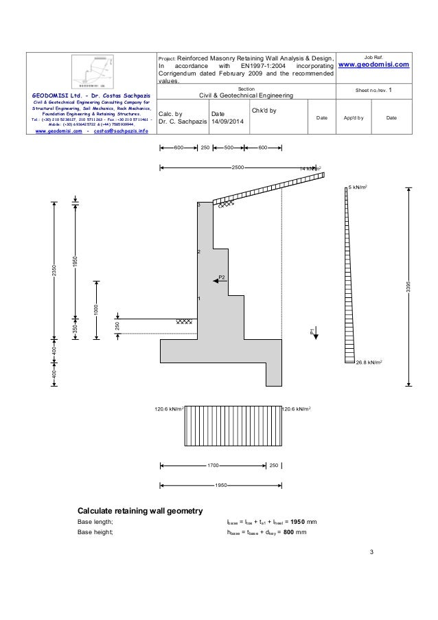Masonry Retaining Wall Design design of masonry retaining wall xlsspreadsheet 3 Masonry Retaining Wall Design typical masonry pilaster retaining wall 3
