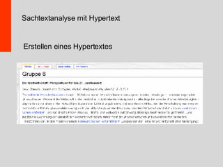 Sachtextanalyse mit Hypertext Erstellen eines Hypertextes 