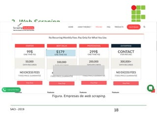 18
2. Web Scraping
SACI - 2019
Figura. Empresas de web scraping.
 