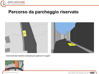 Percorso da parcheggio riservato
Schermate dal modello realizzato per applicare le regole
 