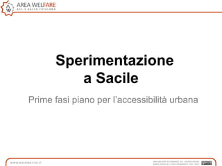 Sperimentazione
a Sacile
Prime fasi piano per l‟accessibilità urbana
 