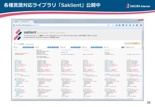 36
各種言語対応ライブラリ「Saklient」公開中
 