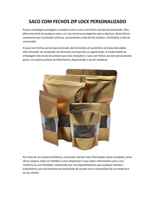 embalagem zip lock personalizada