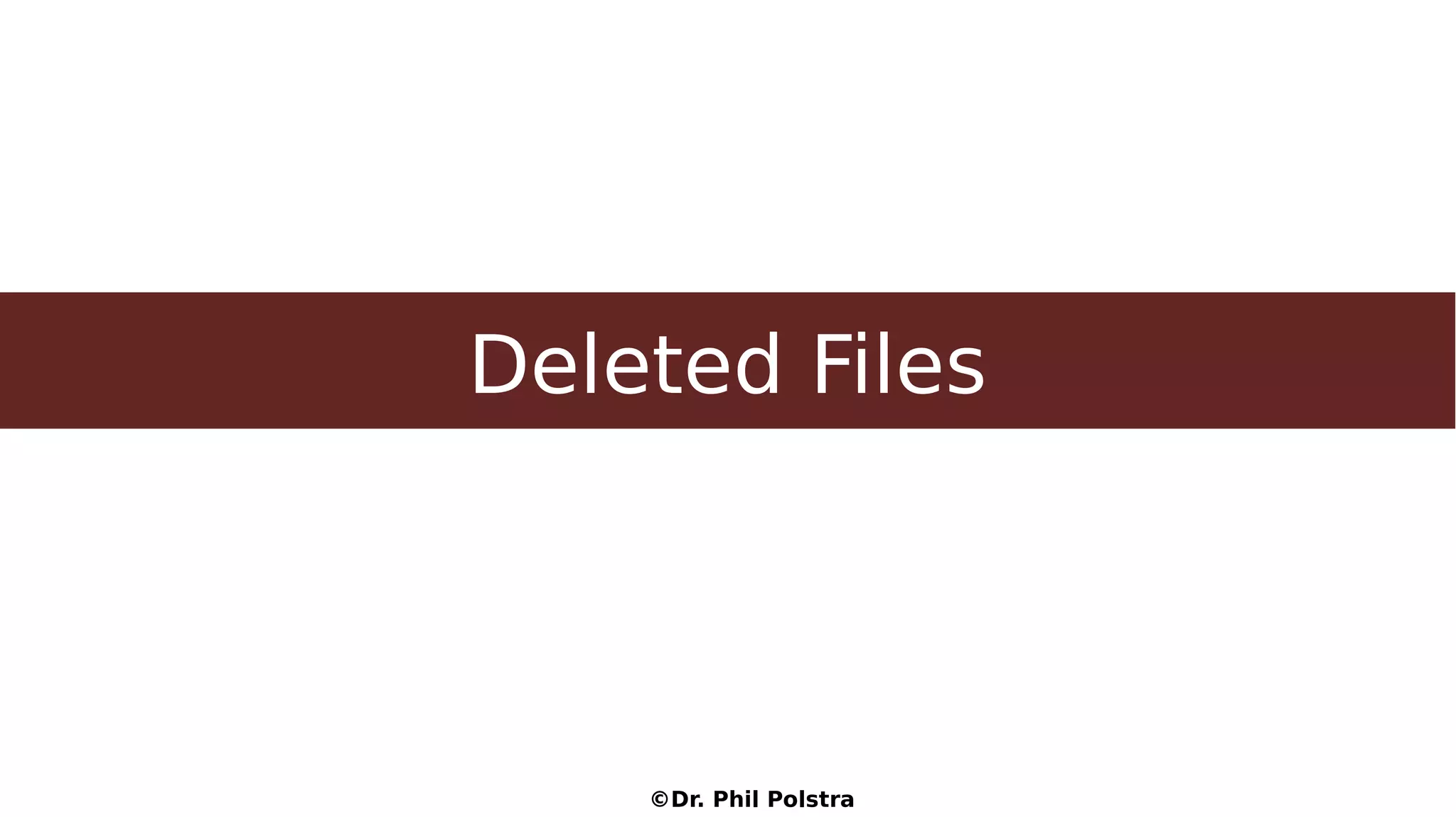 ©Dr. Phil Polstra
Deleted Files
 