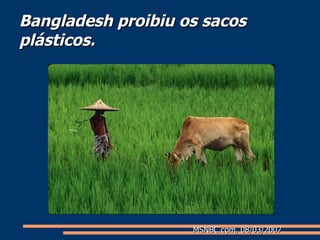 Bangladesh proibiu os sacos plásticos. MSNBC.com, 08/03/2007 